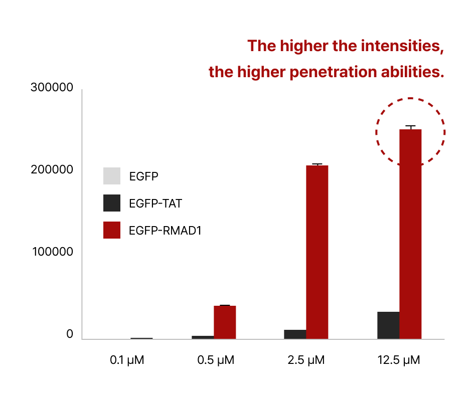 Dose-dependent cell penetrating abilities